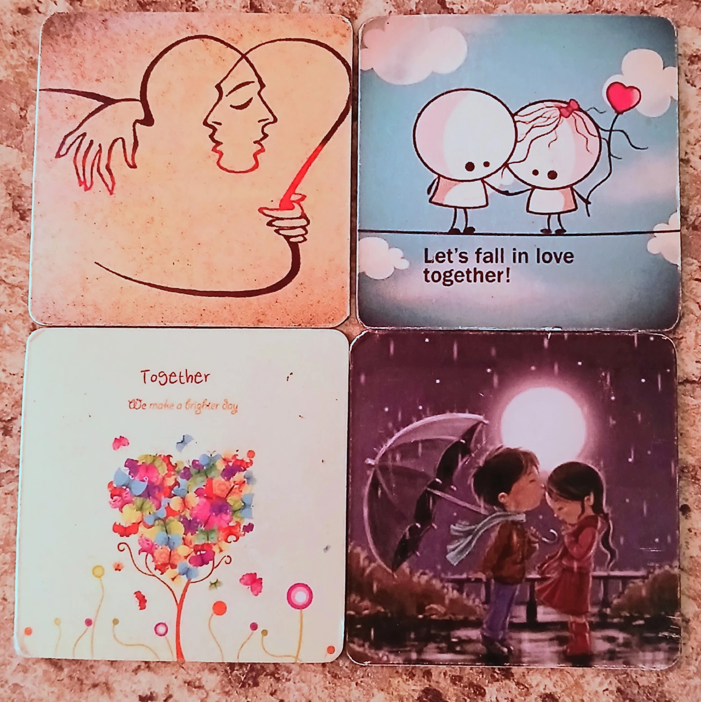 Set of 4 Romantic Couple 2x2 Magnets ⚽