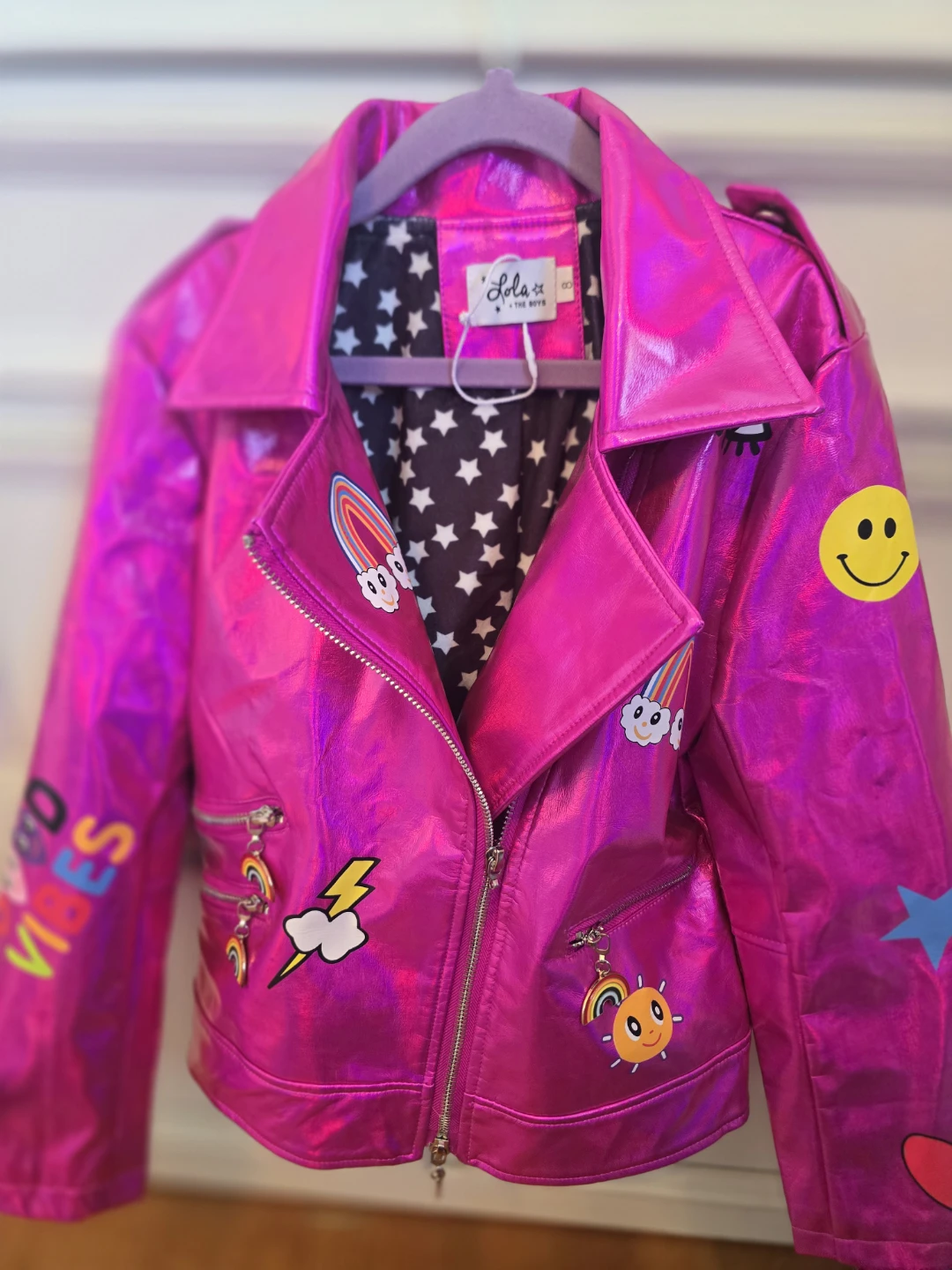 Lola and the Boys Girls Hot Pink Metallic Jacket - photo 5