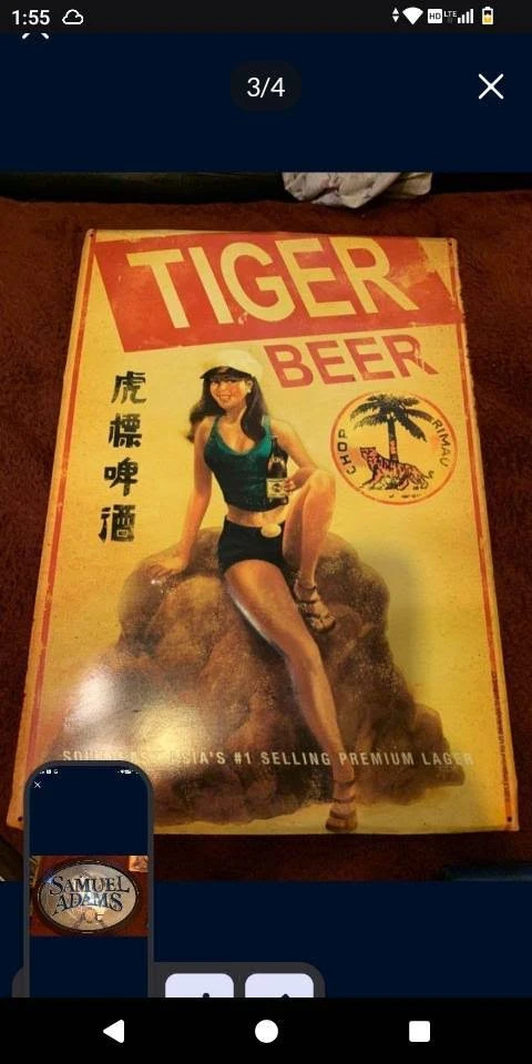 lot Budweiser Ice Light Mirror, Samuel Adams & Tiger Beer Sign ⚽ - photo 4