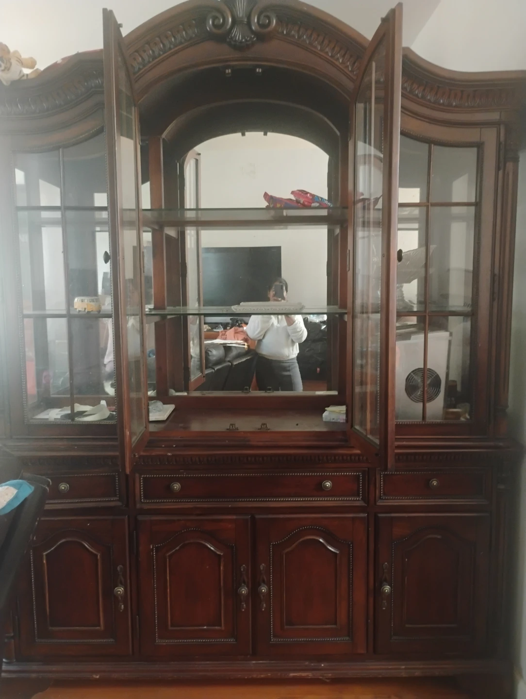 Vintage China Cabinet with Glass Doors