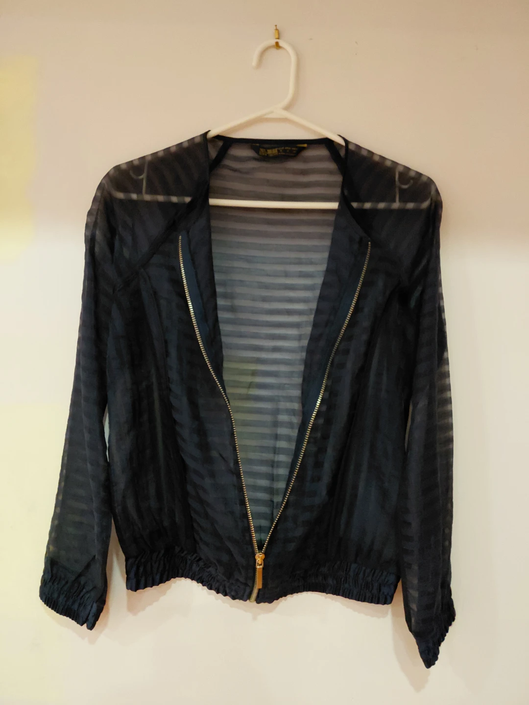 Zara Basic Sheer Striped Bomber Jacket - photo 2