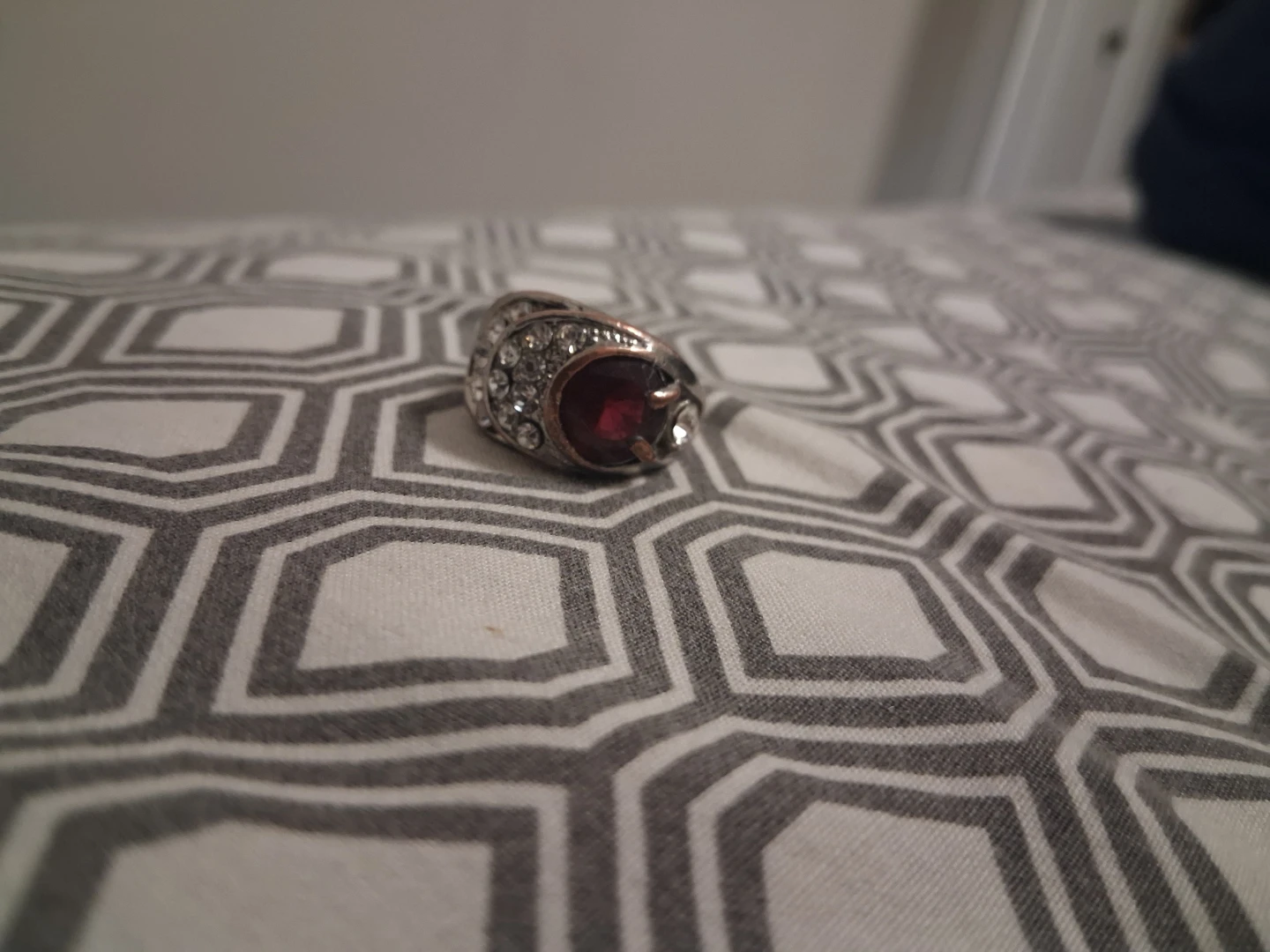 Rhinestone and Red Stone Ring
