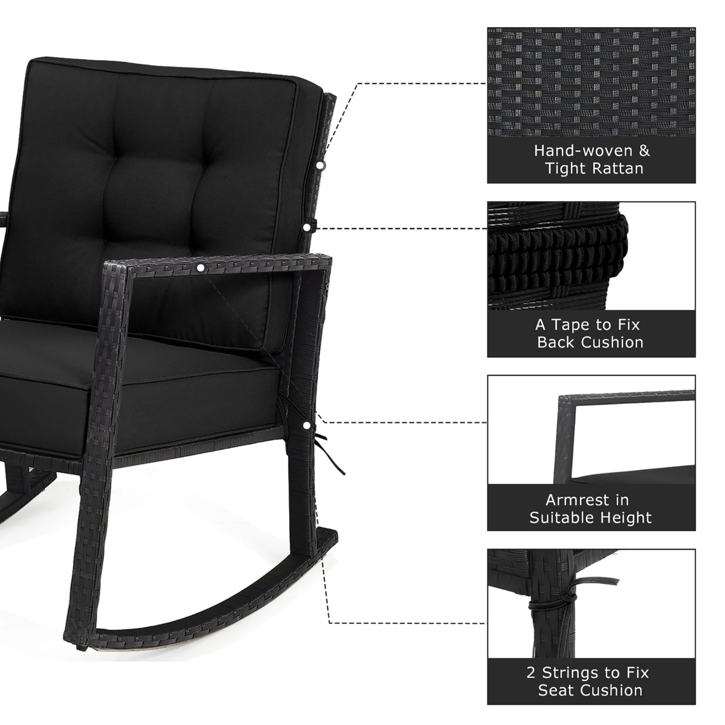 Costway Patio Rattan Rocker Chair - photo 5