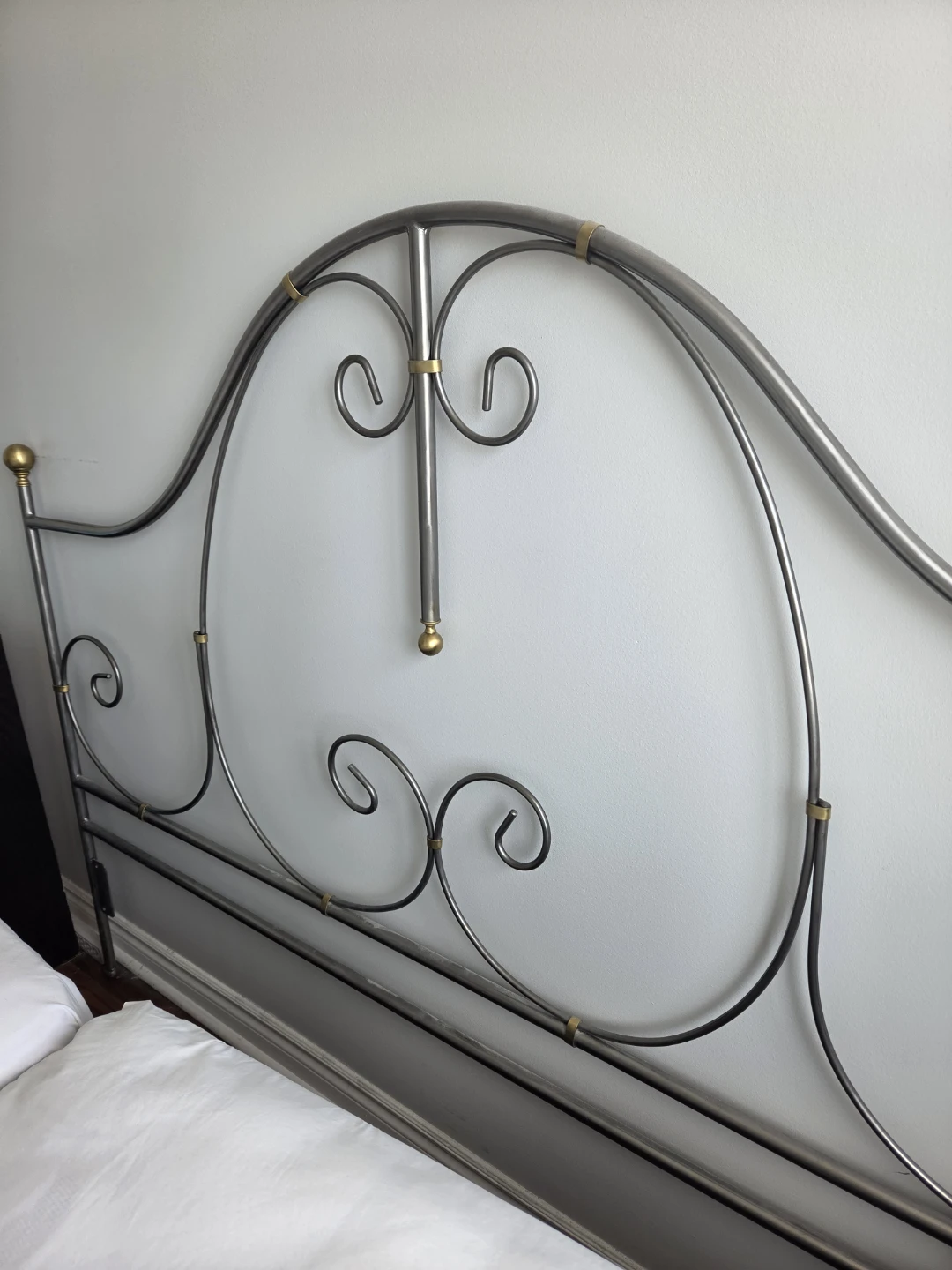 Metal Headboard with Scroll Design