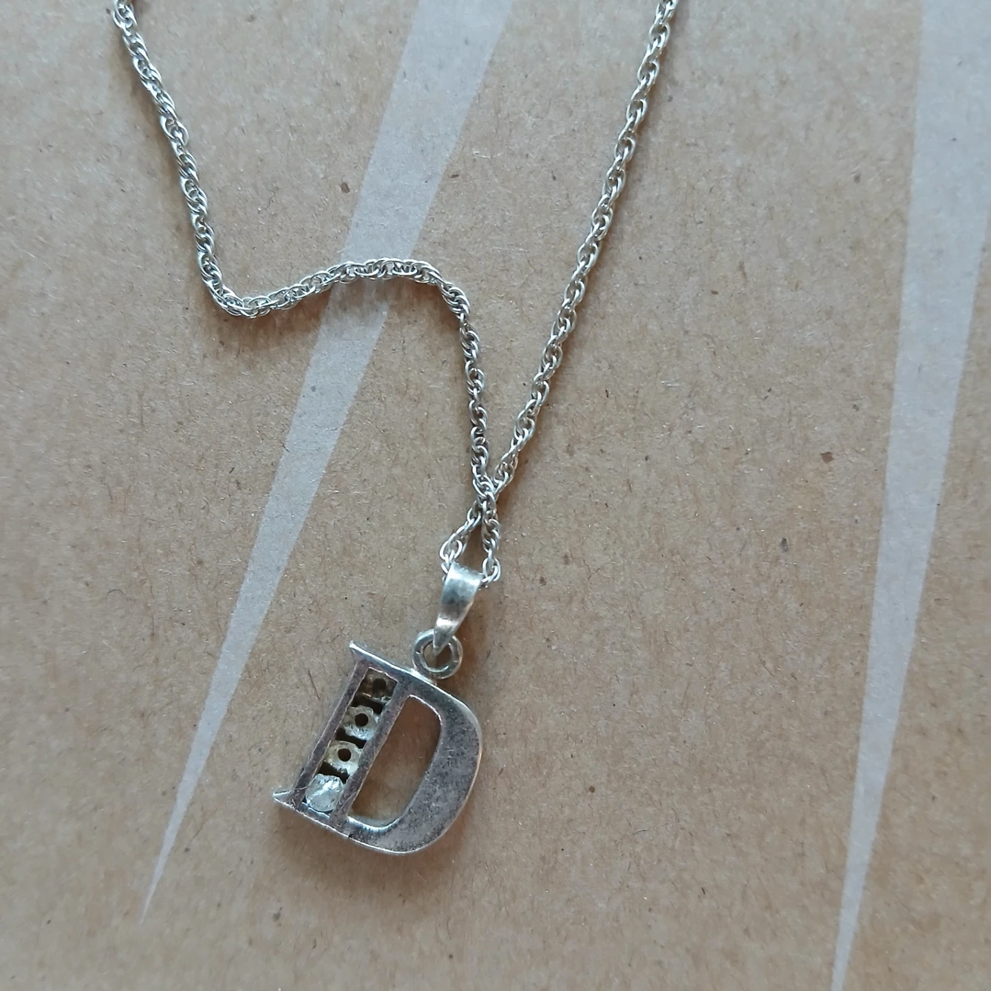 Silver 'D' Pendant Necklace - photo 2
