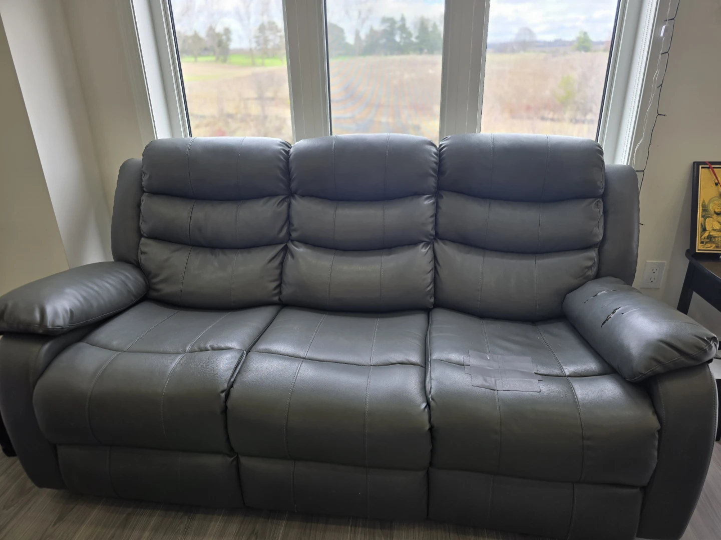Grey Reclining Sofa & Loveseat Set with Console