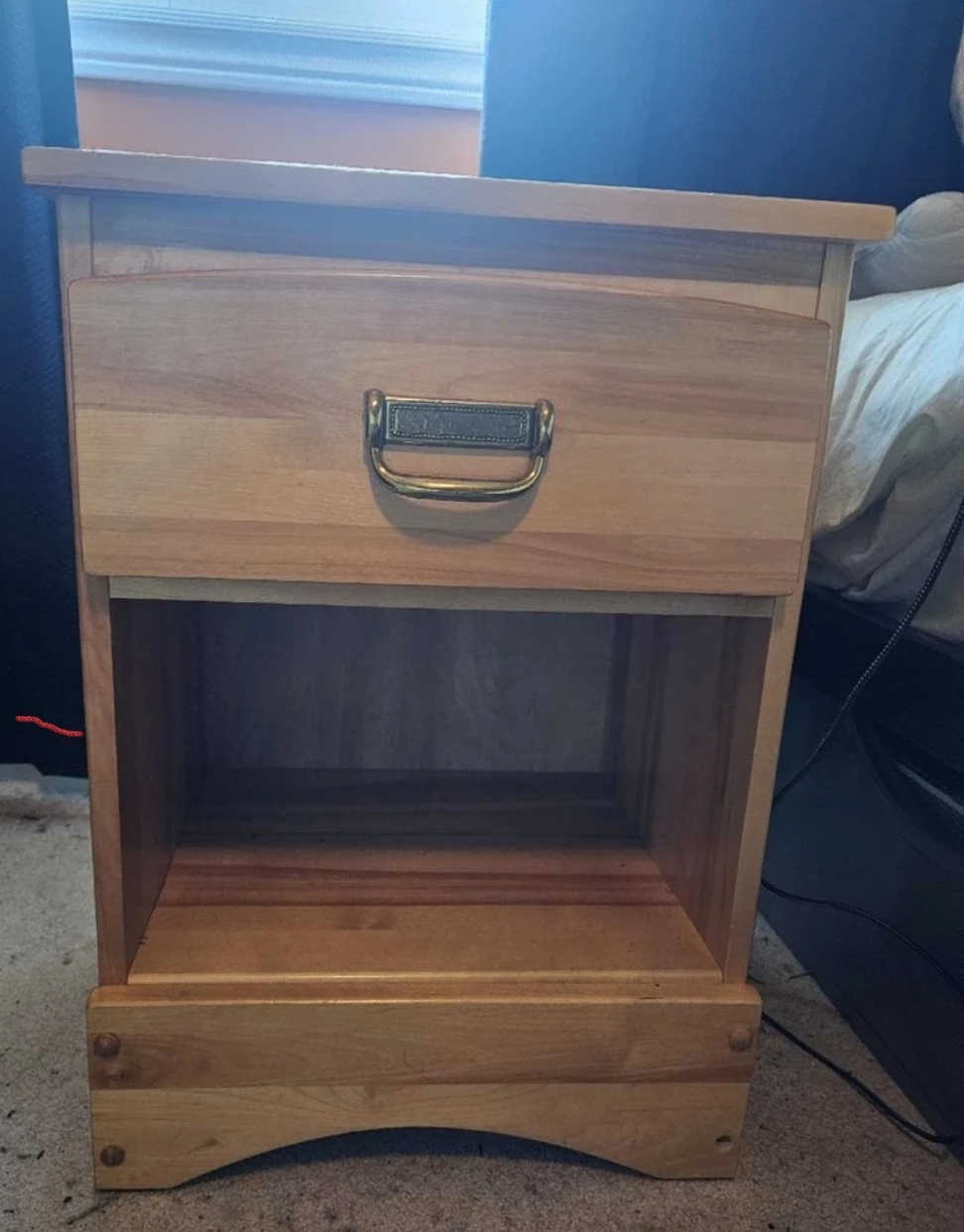 Wooden Nightstand with Drawer and Shelf