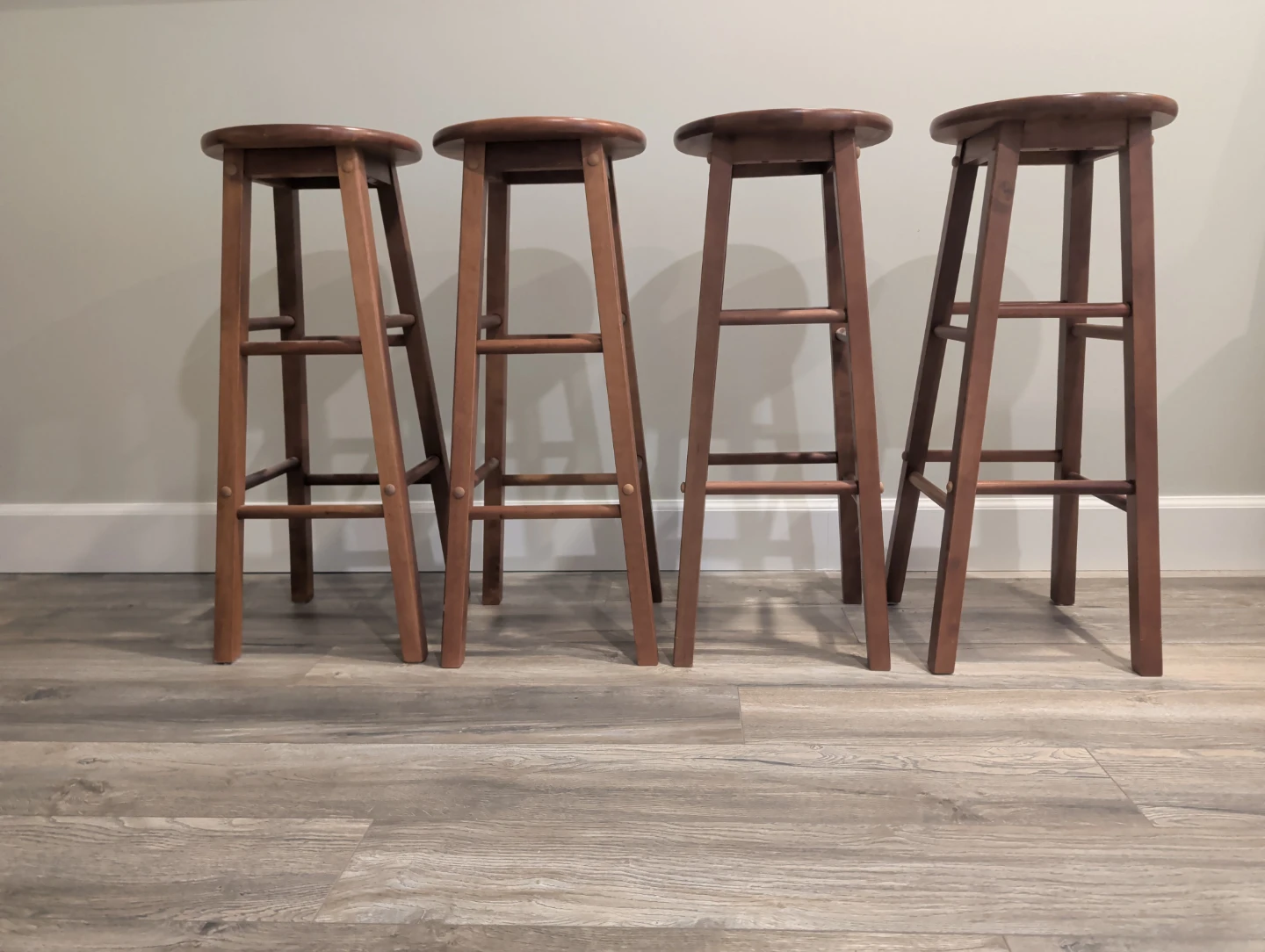 Set of 4 Wooden Bar Stools