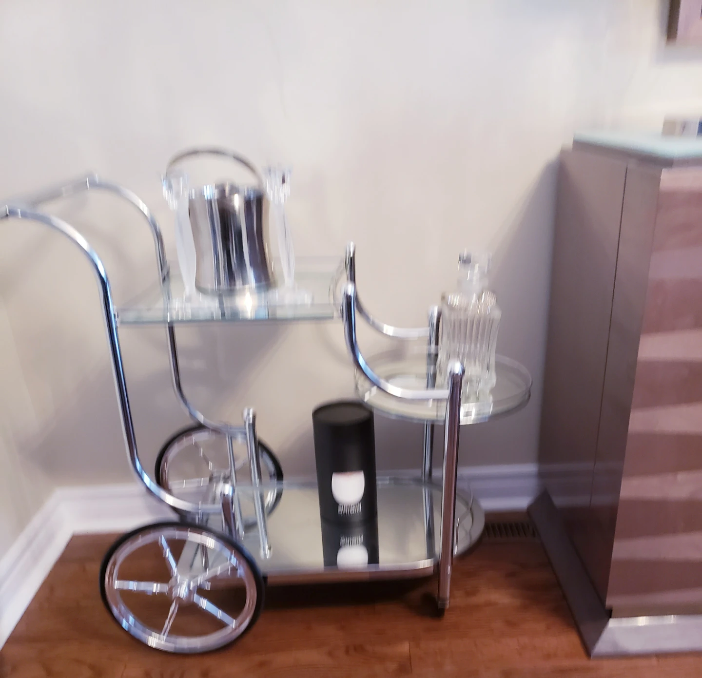 Chrome and Glass Bar Cart
