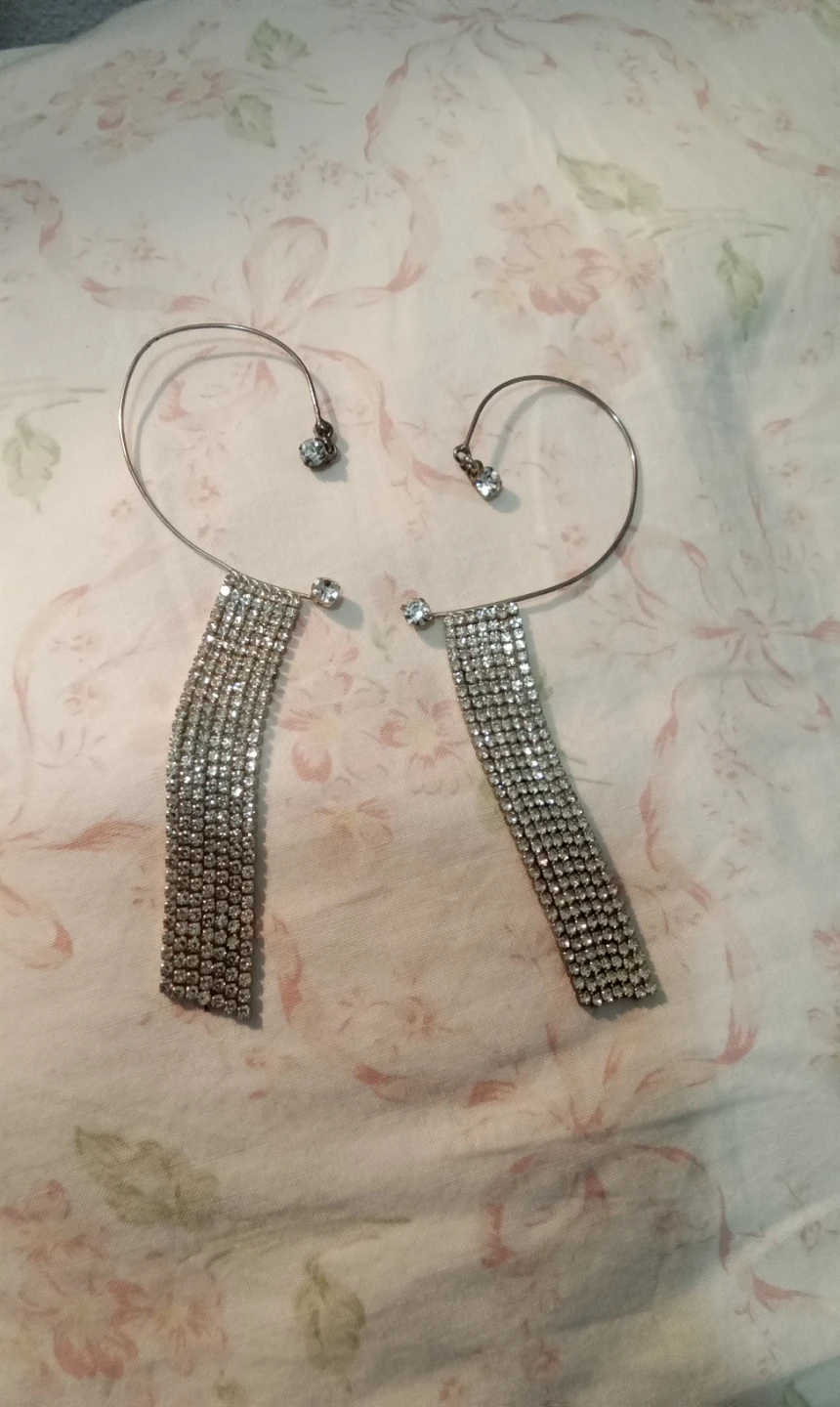 Silver Rhinestone Ear Cuff Climber Earring