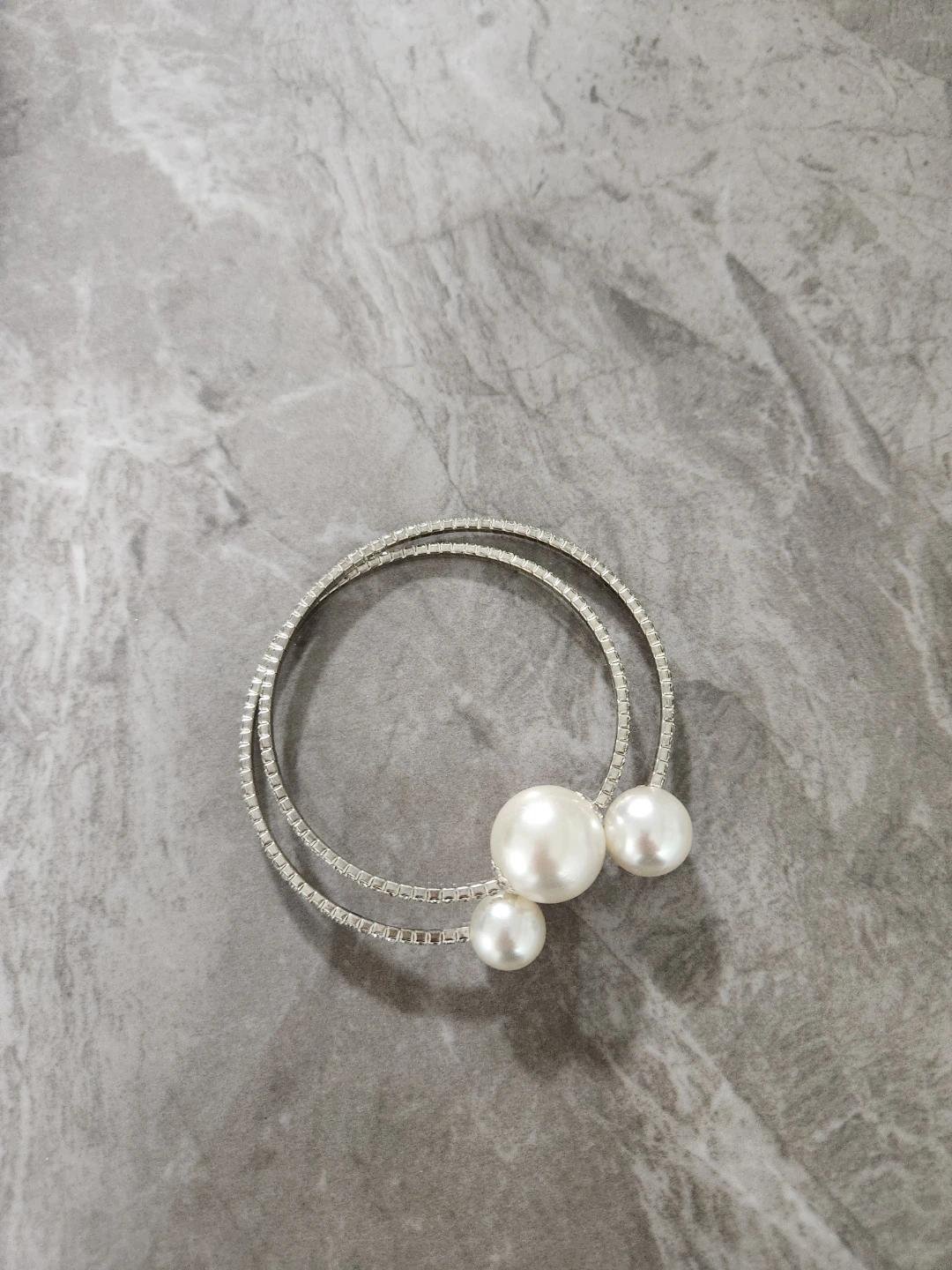 Pearl and Rhinestone Bangle Bracelet