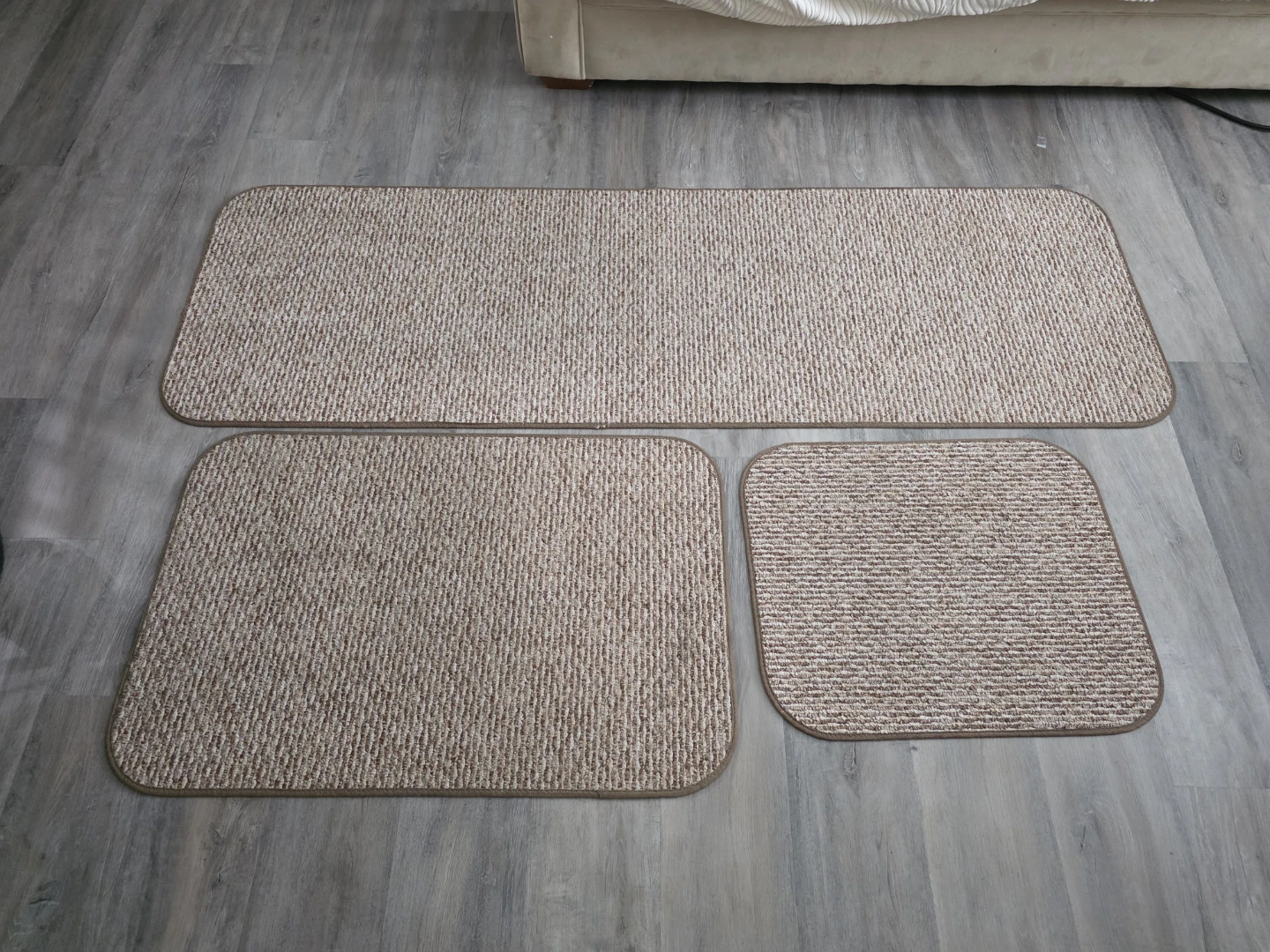 Set of 3 Beige Carpet Mats