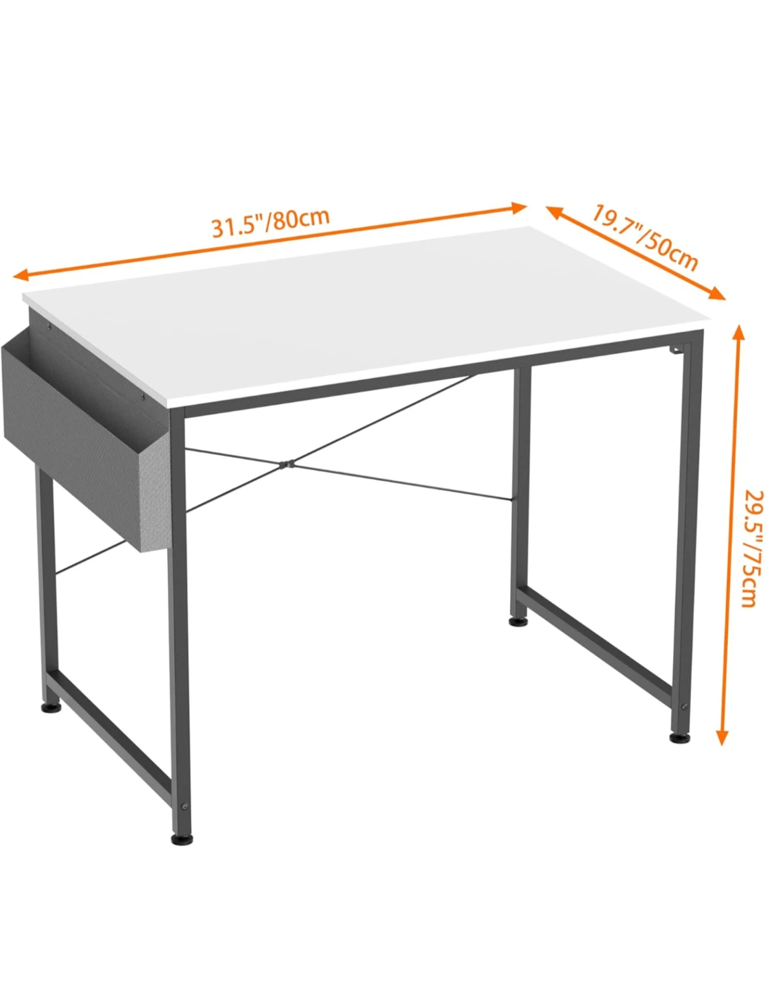 White Compact Desk with Storage Pocket - photo 2