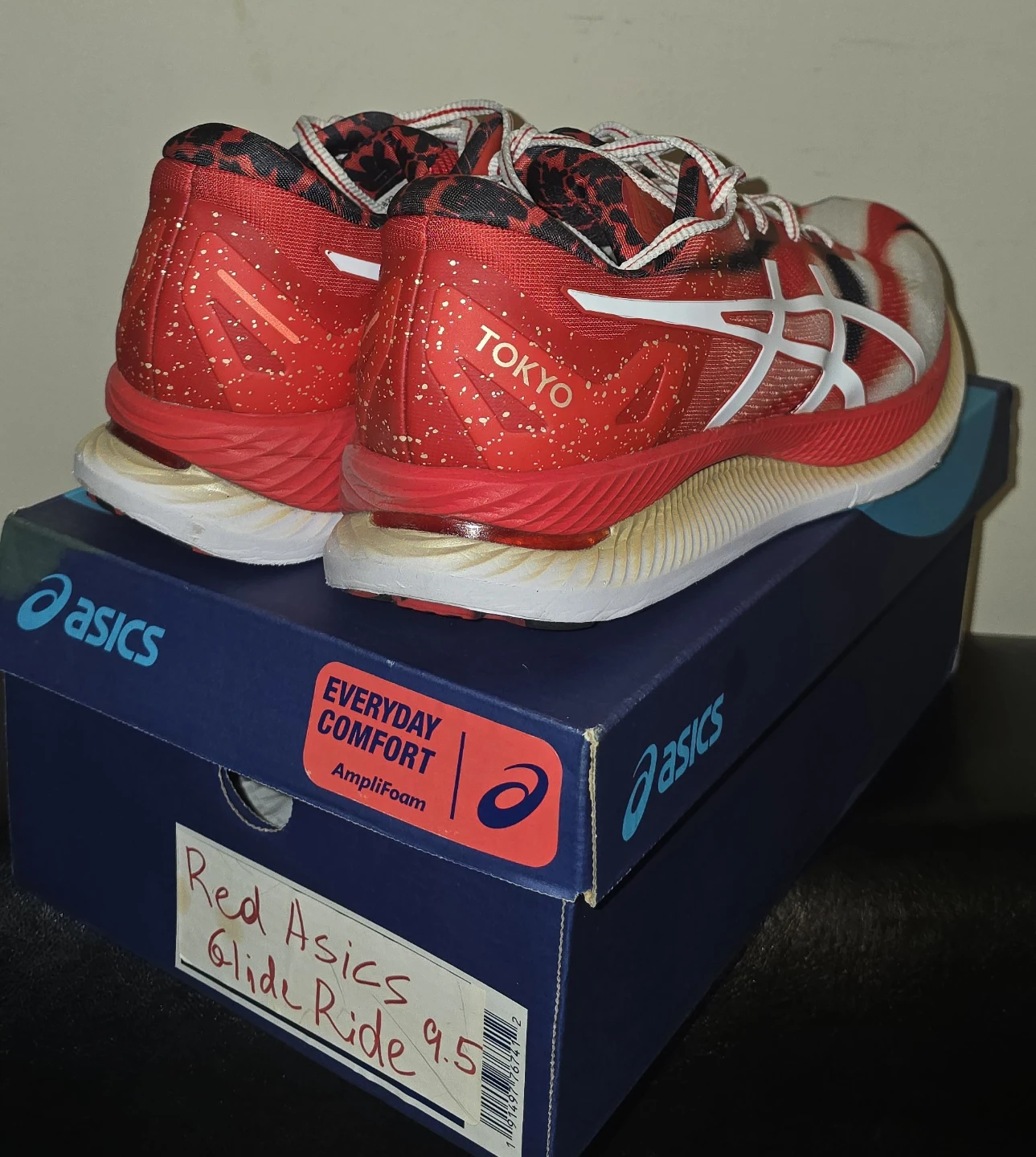 Red Asics Glide Ride Running Shoes: Tokyo Edition