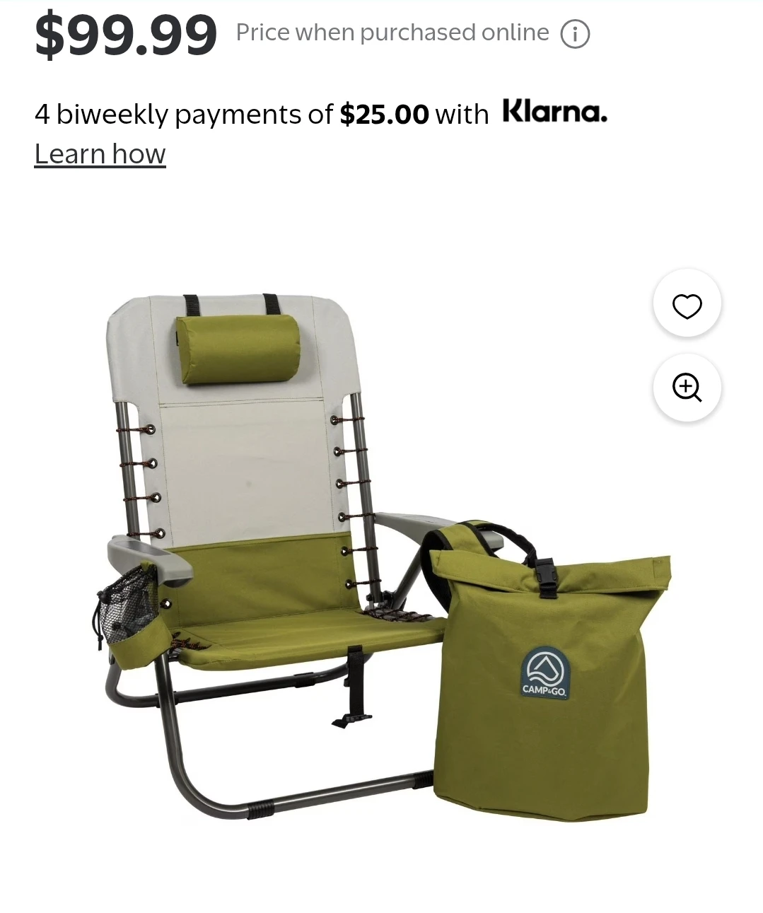 CAMP-GO! GR529R Folding Camping Chair with Cooler Bag