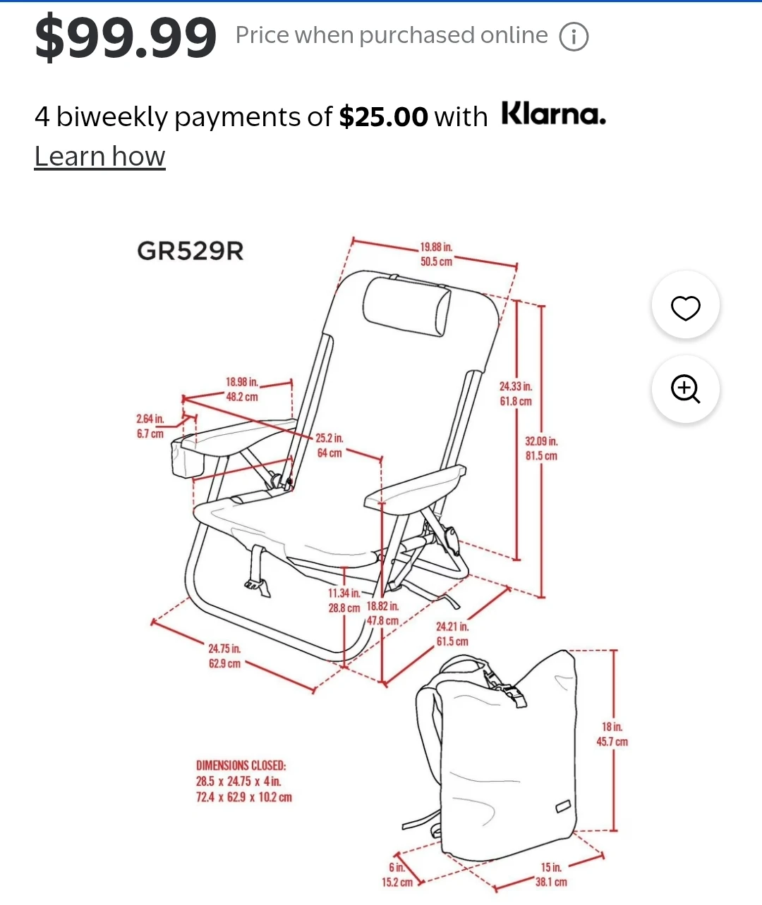 CAMP-GO! GR529R Folding Camping Chair with Cooler Bag - photo 4