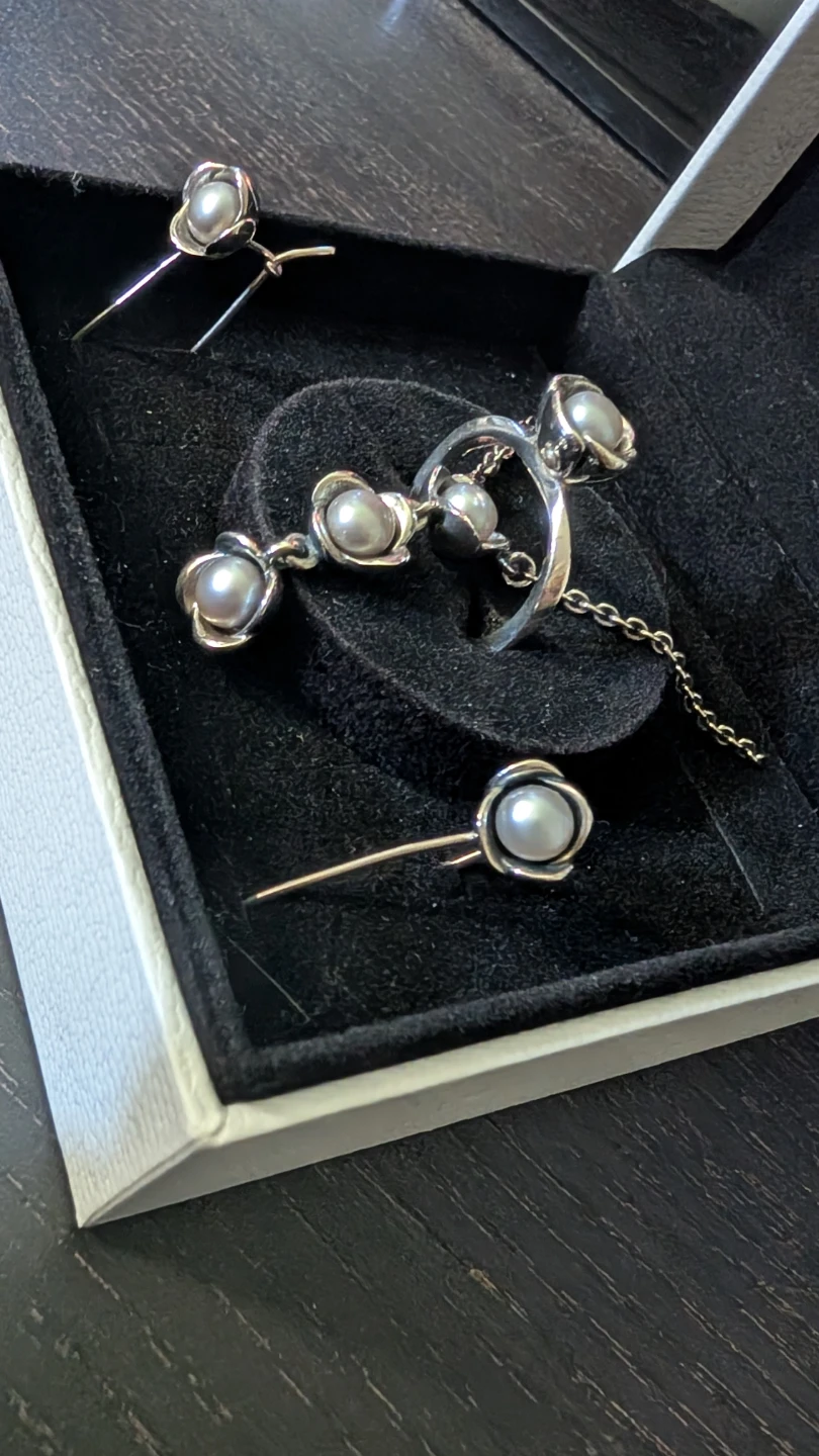 Pandora Pearl Necklace, Ring & Earring Set - photo 3