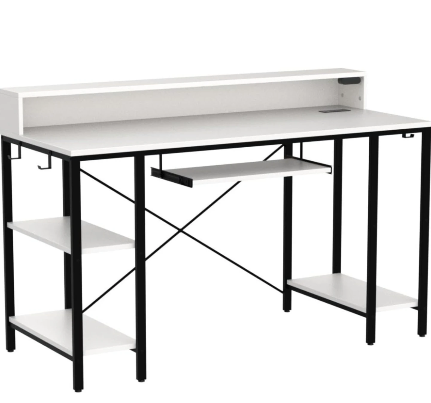 White Computer Desk with Shelves and Keyboard Tray - photo 3