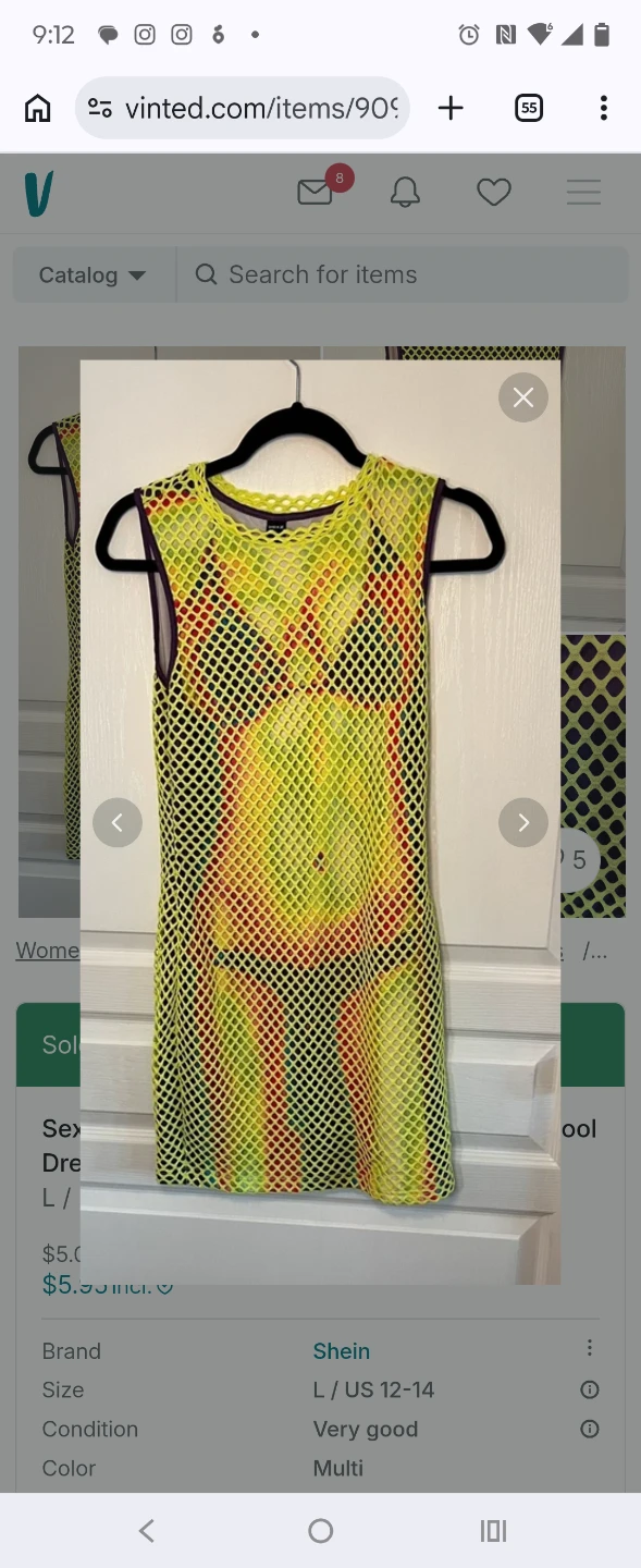 ⚽Mesh Dress bathing suit coverup Multi Color L/US 12-14