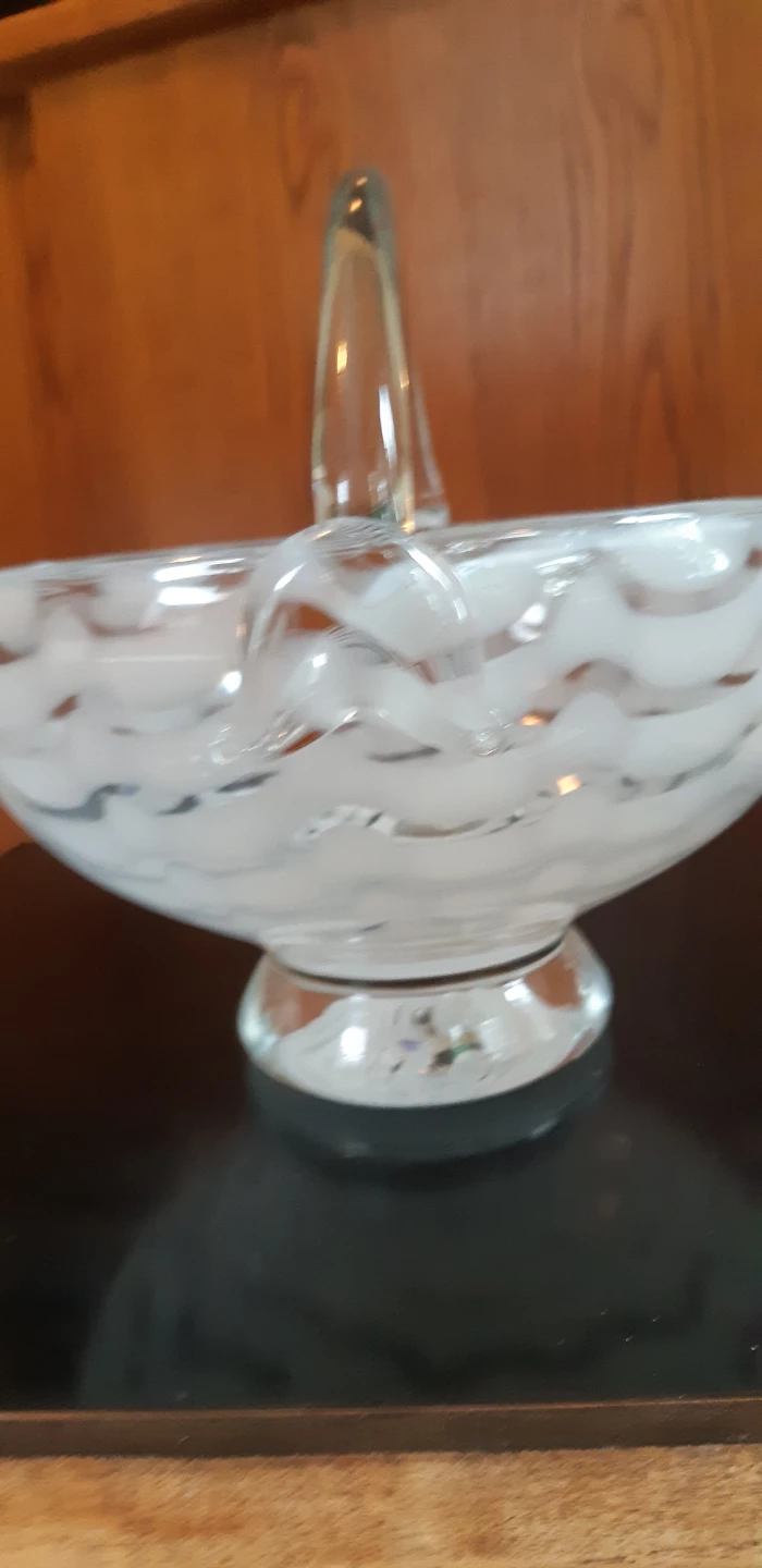 Decorative Glass Fruit Bowl with Handle - photo 2
