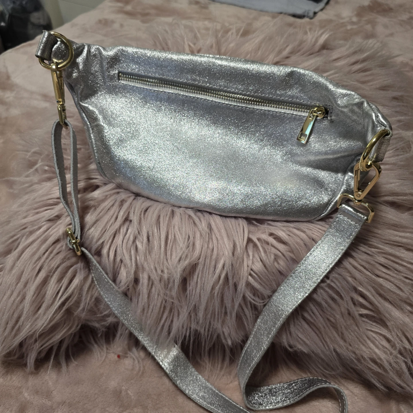 Silver Fanny Pack genuine leather - photo 3