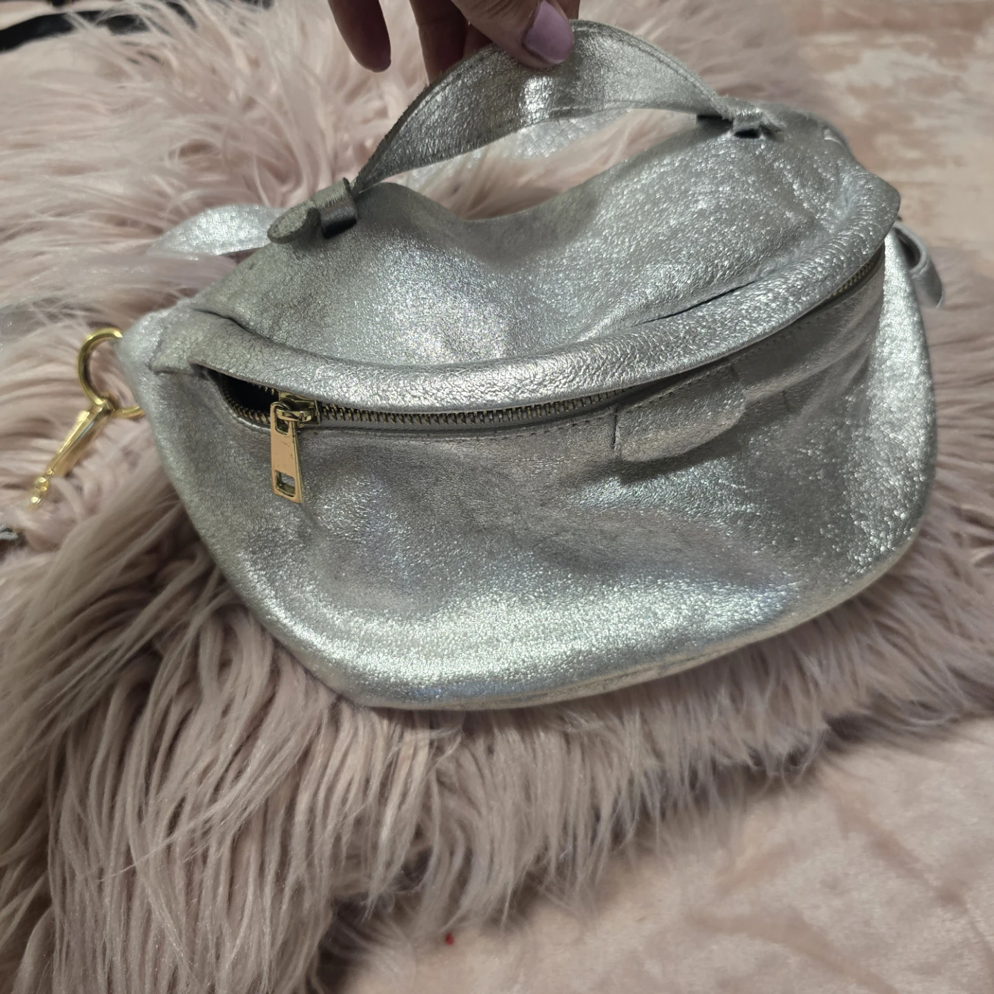 Silver Fanny Pack genuine leather - photo 4
