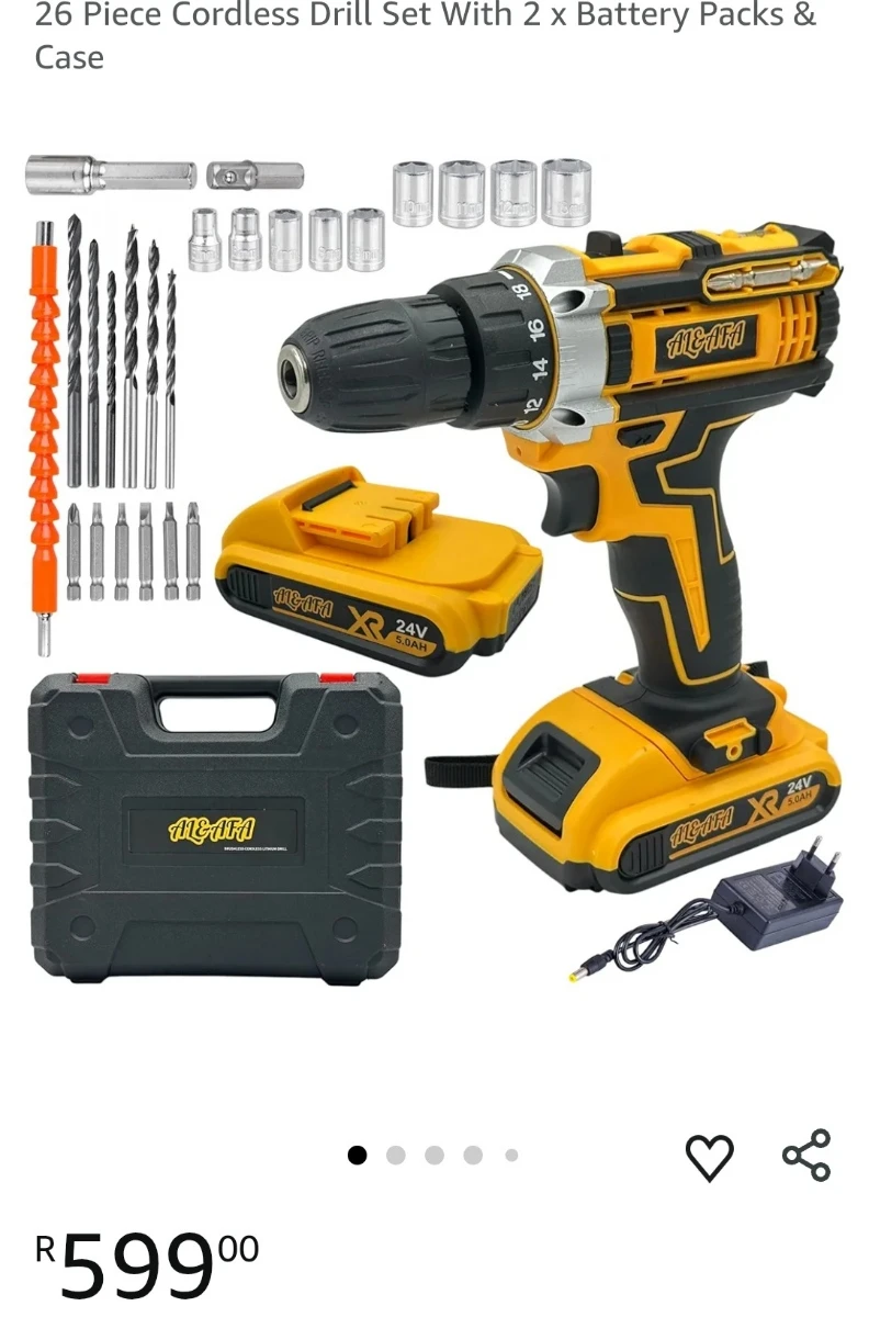 26 Piece Cordless Drill Set With 2 Battery Packs