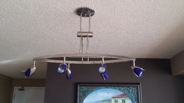 Satin Nickel Track Lighting Fixture with Blue Glass Accents - photo 2