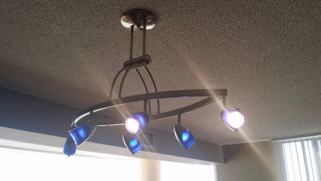 Satin Nickel Track Lighting Fixture with Blue Glass Accents - photo 4