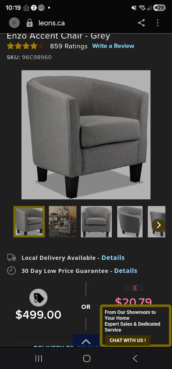 2x Enzo Accent Chair - Grey - photo 2