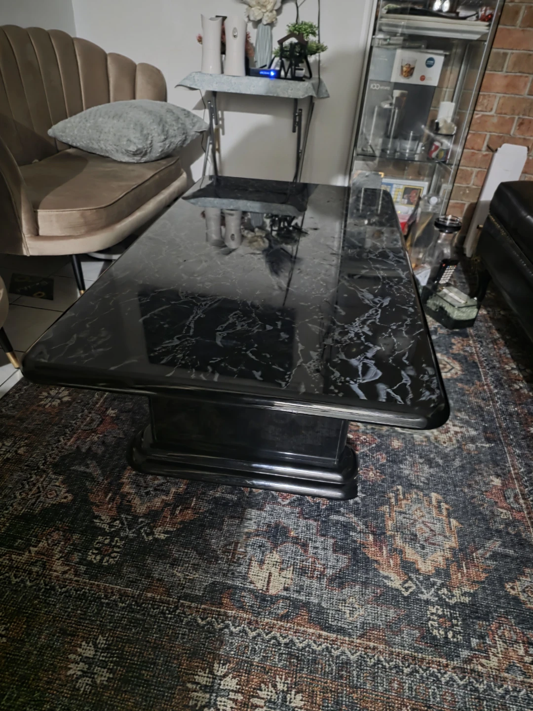 Black Marble Pedestal Dining Table