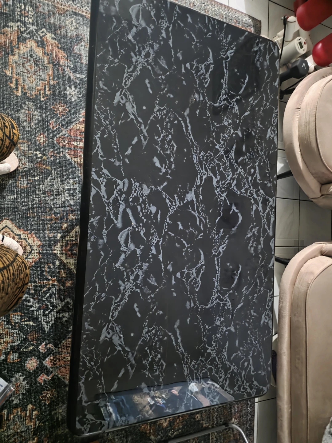 Black Marble Pedestal Dining Table - photo 2