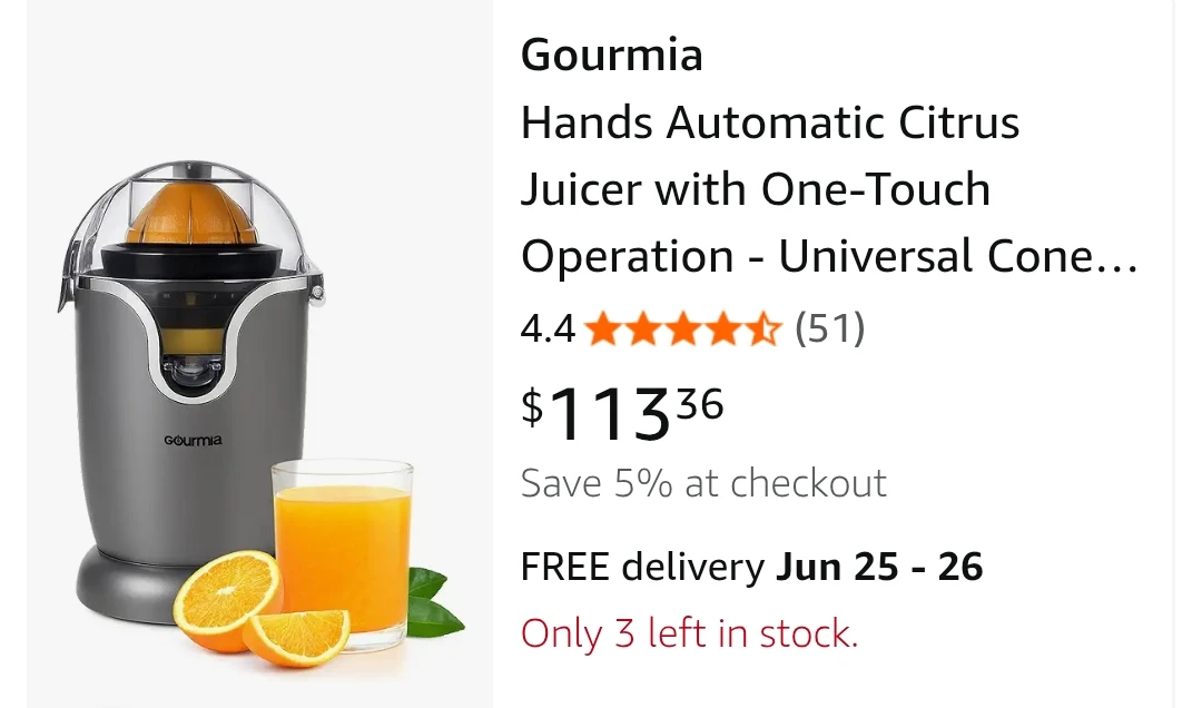 Gourmia Hands-Free Automatic Juicer