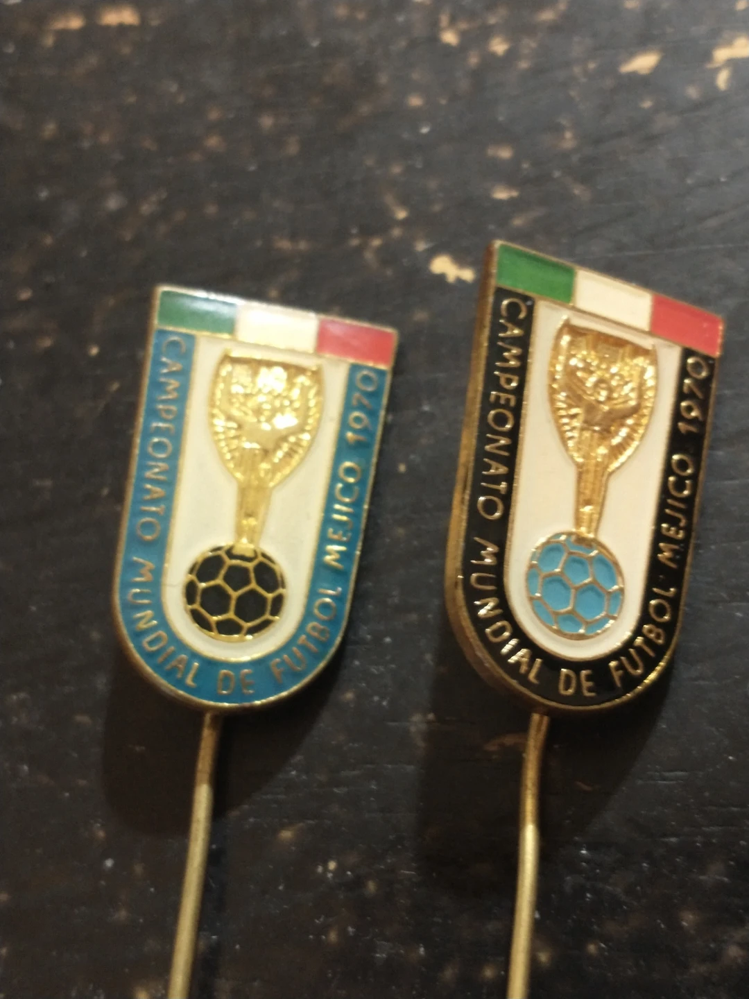 Set of 2 1970 Mexico World Cup Football Pins