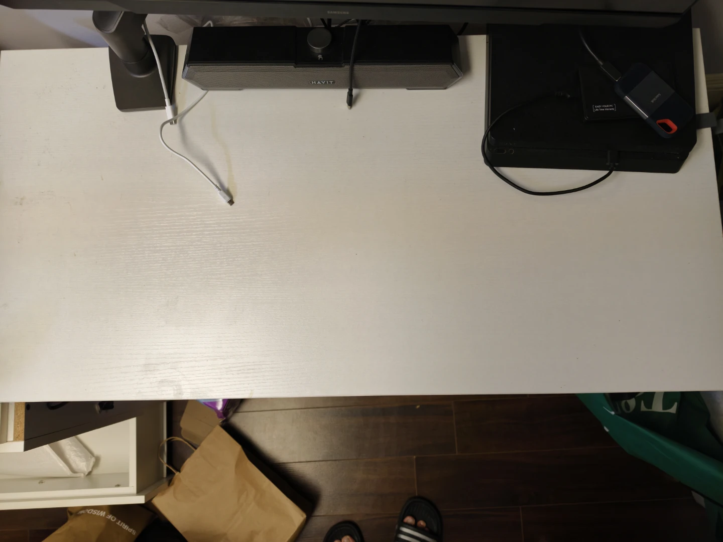 White Desk with Black Frame