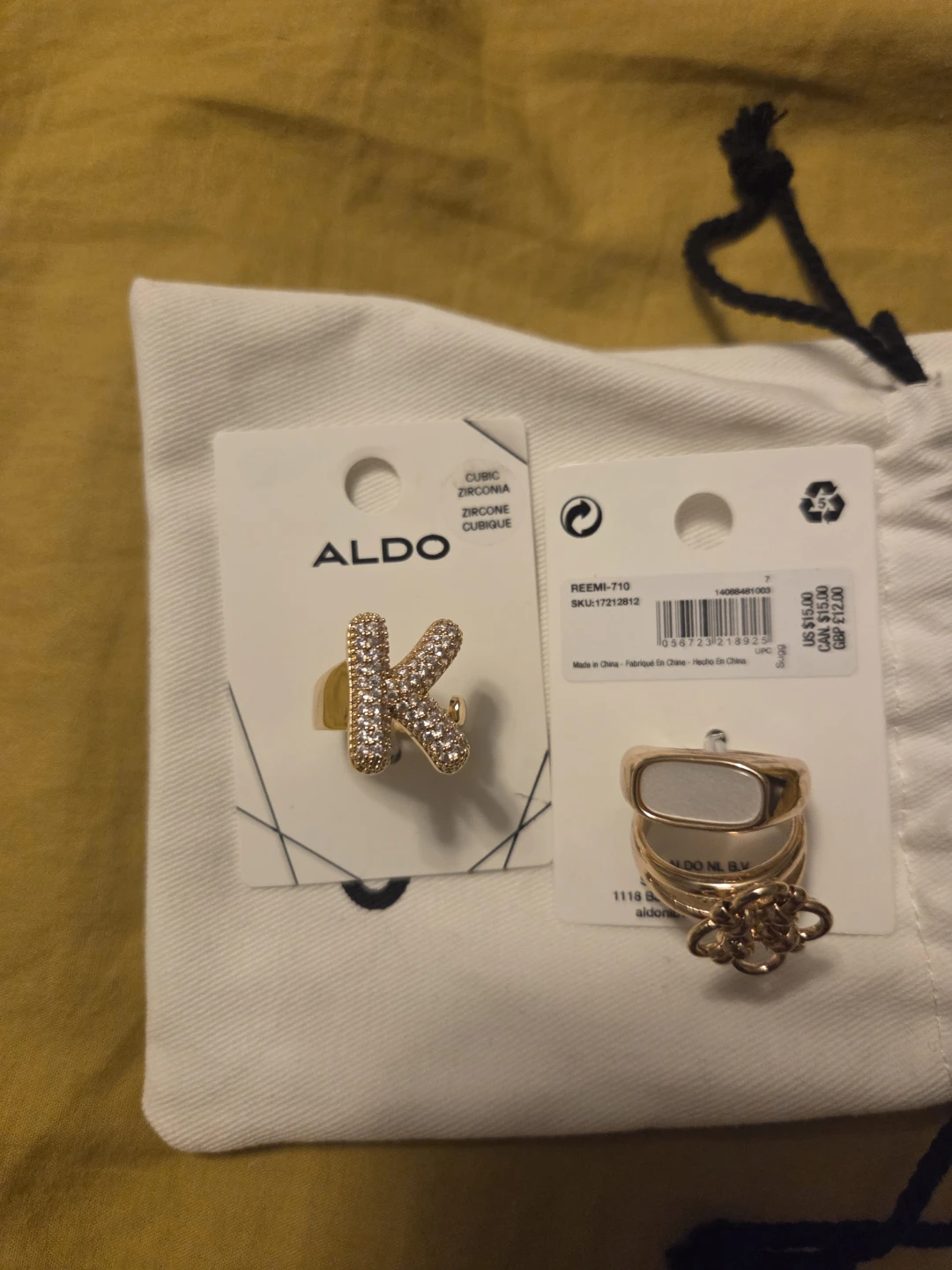 ALDO Cubic Zirconia 'K' Ring and Set of 2 Rings - photo 2