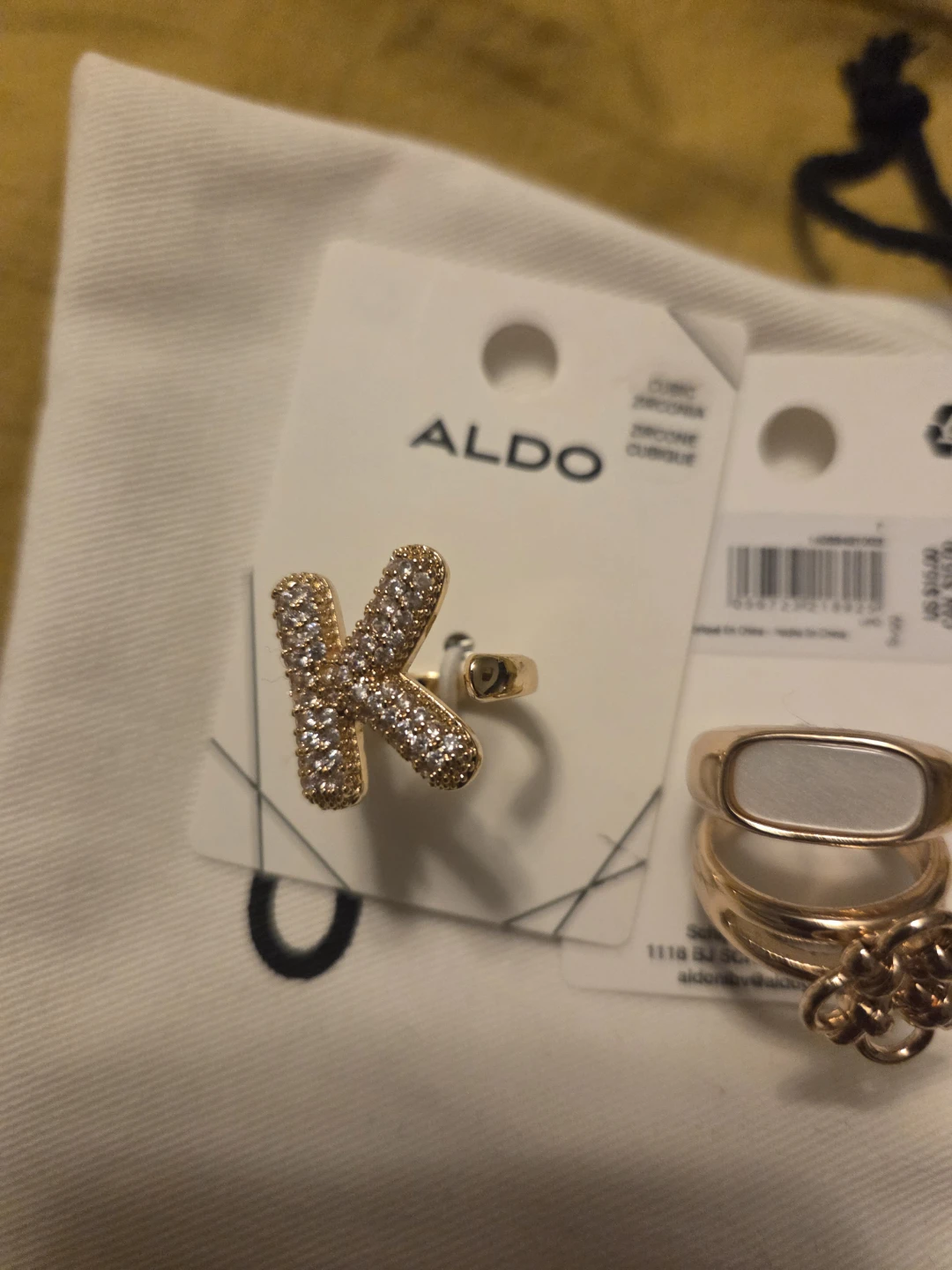 ALDO Cubic Zirconia 'K' Ring and Set of 2 Rings
