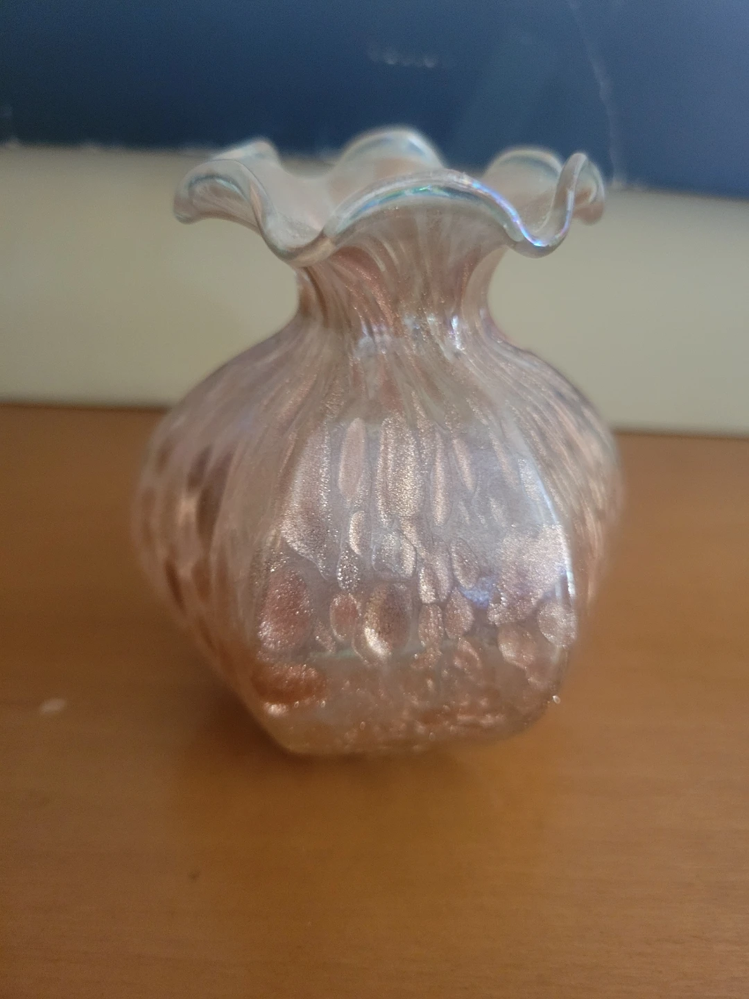 Decorative Glass Vase with Iridescent Finish