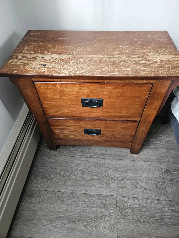 Wooden Nightstand with Two Drawers