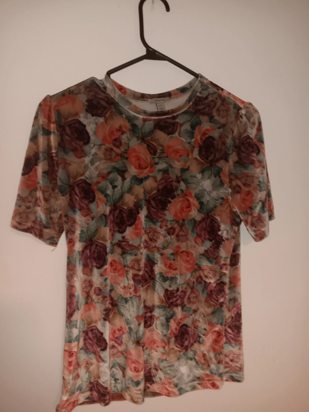 Velvet floral print t-shirt