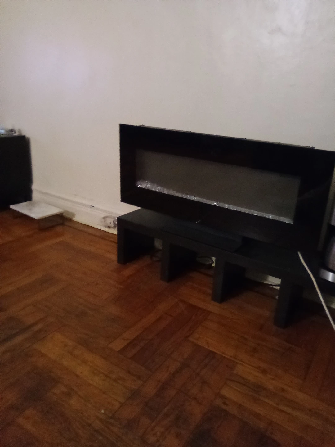 Black Electric Fireplace with Crystals