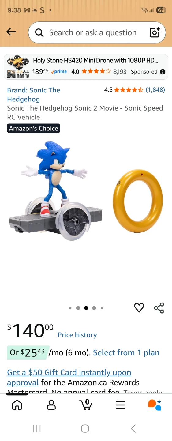 Sonic the Hedgehog Sonic 2 Movie - Sonic Speed RC Vehicle