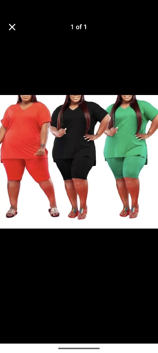 Plus Size Women's Casual Short Sleeve Top and Shorts Set