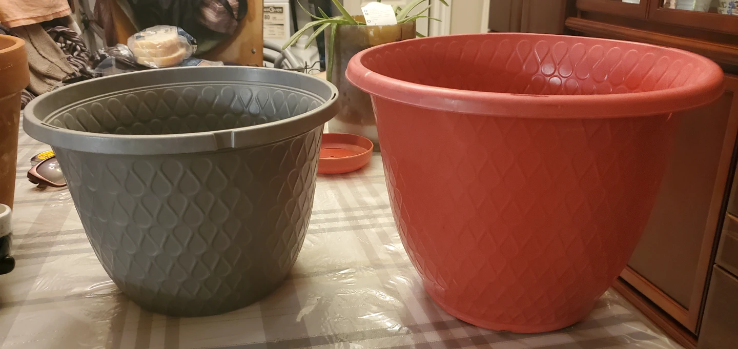 Plastic Planters (Grey and Coral)