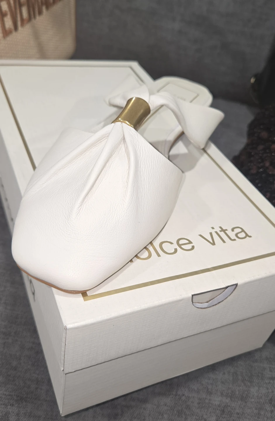 Dolce Vita White Leather Mules Women's Shoes