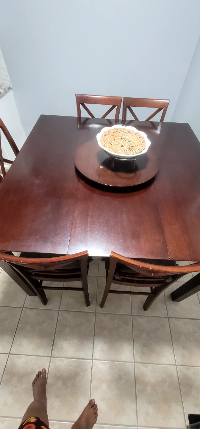 Wooden Dining Table with Lazy Susan