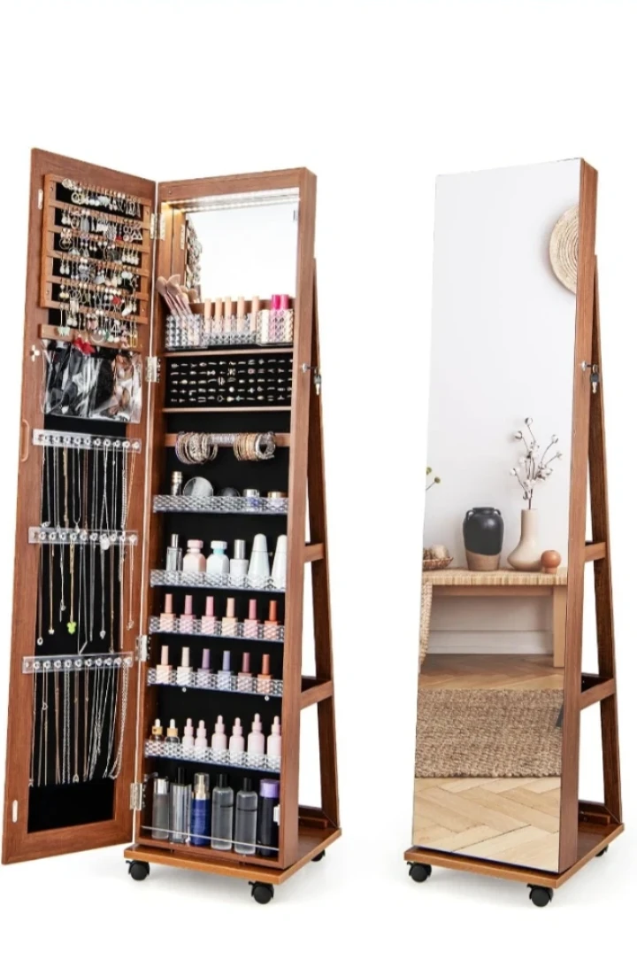 3-in-1 Full-Length Mirror Jewelry Cabinet with Storage Shelves - photo 3