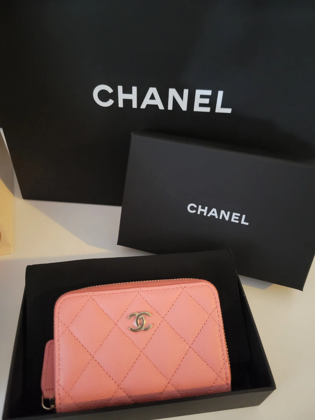 Chanel Pink Quilted Zipped Coin Purse