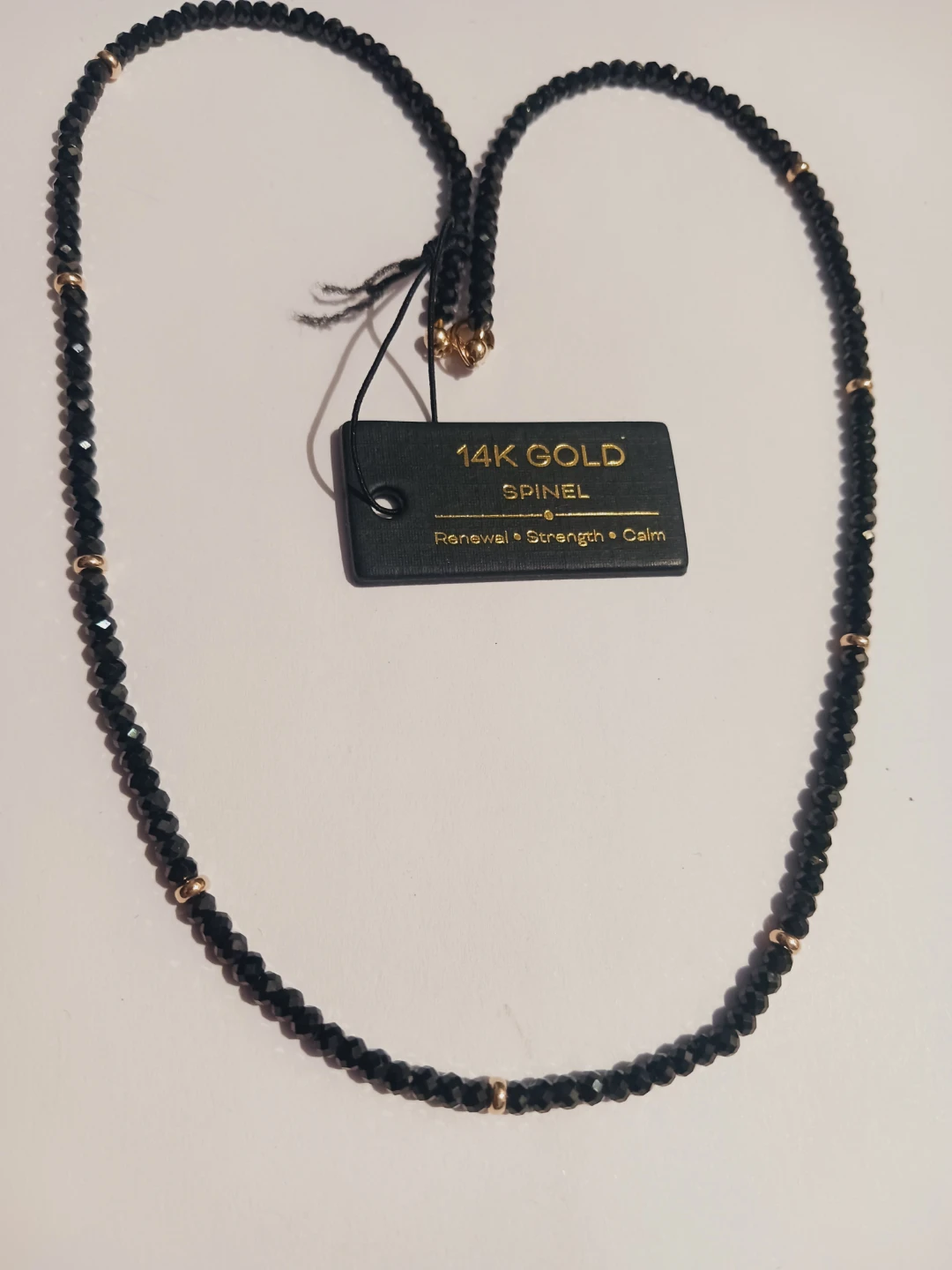 14K Gold Clasp & 14K Beads Black Spinel Stone Necklace - photo 4