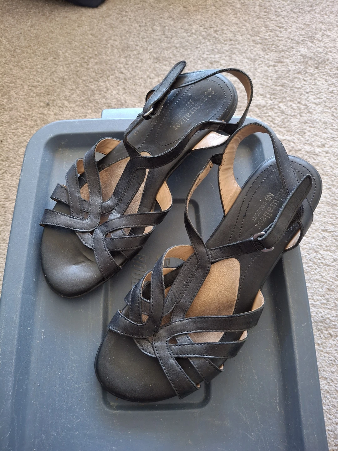 Naturalizer Black Leather Strappy Sandals